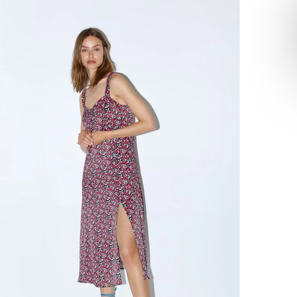 Zara floral midi dress with slit